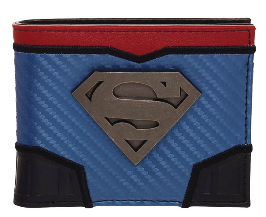 DC Comics Superman Domed Metal Badge Carbon Fiber Wallet