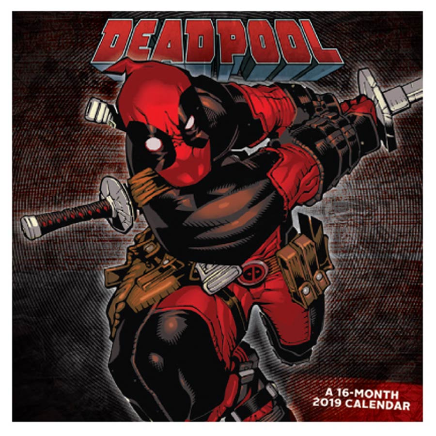 Deadpool Leaping Sword 2019 12x12-inch Wall Calendar
