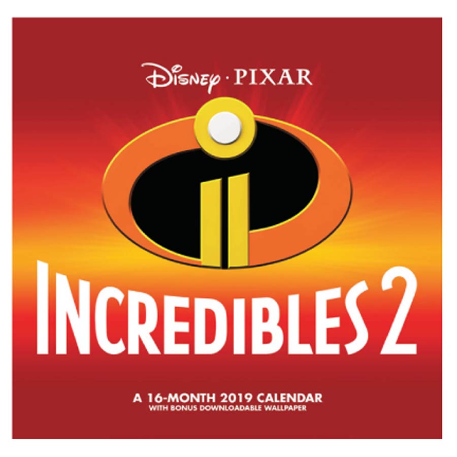 Disney Pixar Incredibles 2 2019 12x12-inch Wall Calendar
