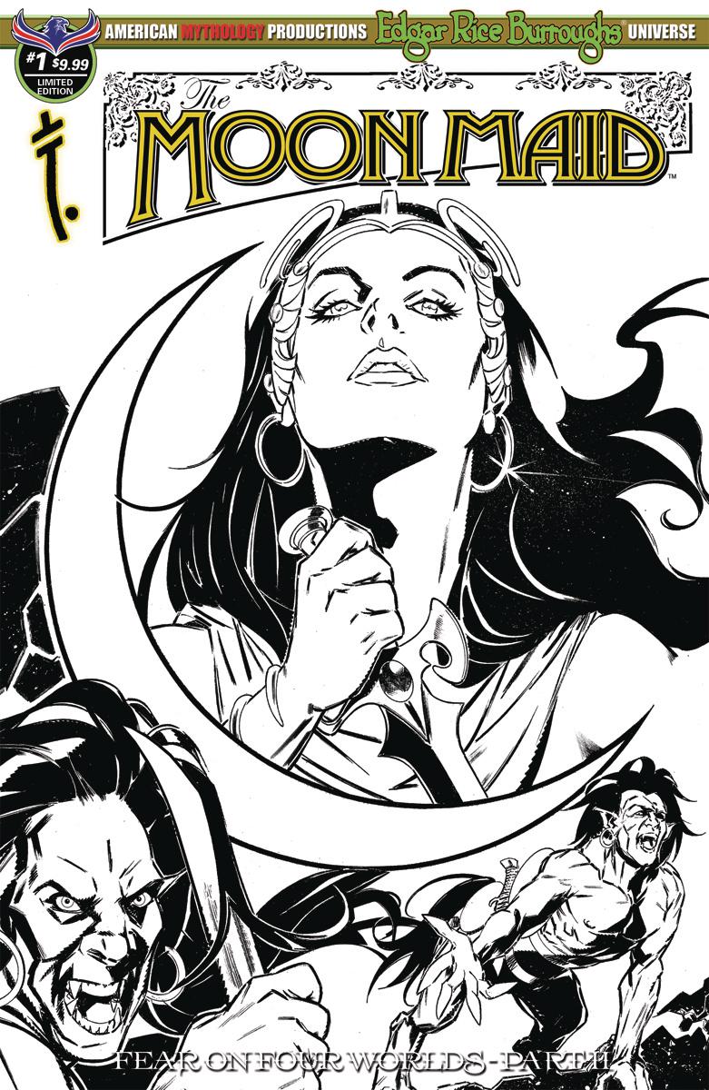 Moon Maid #1 Cover D Variant Gabriel Rearte Visions Of The Moon Black & White Limited Edition Cover (Fear On Four Worlds Part 2)