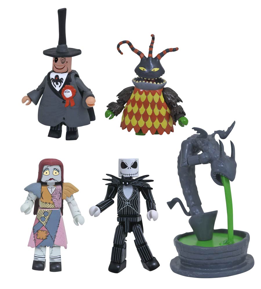 Nightmare Before Christmas Minimates Town Hall Fountain Deluxe Box Set