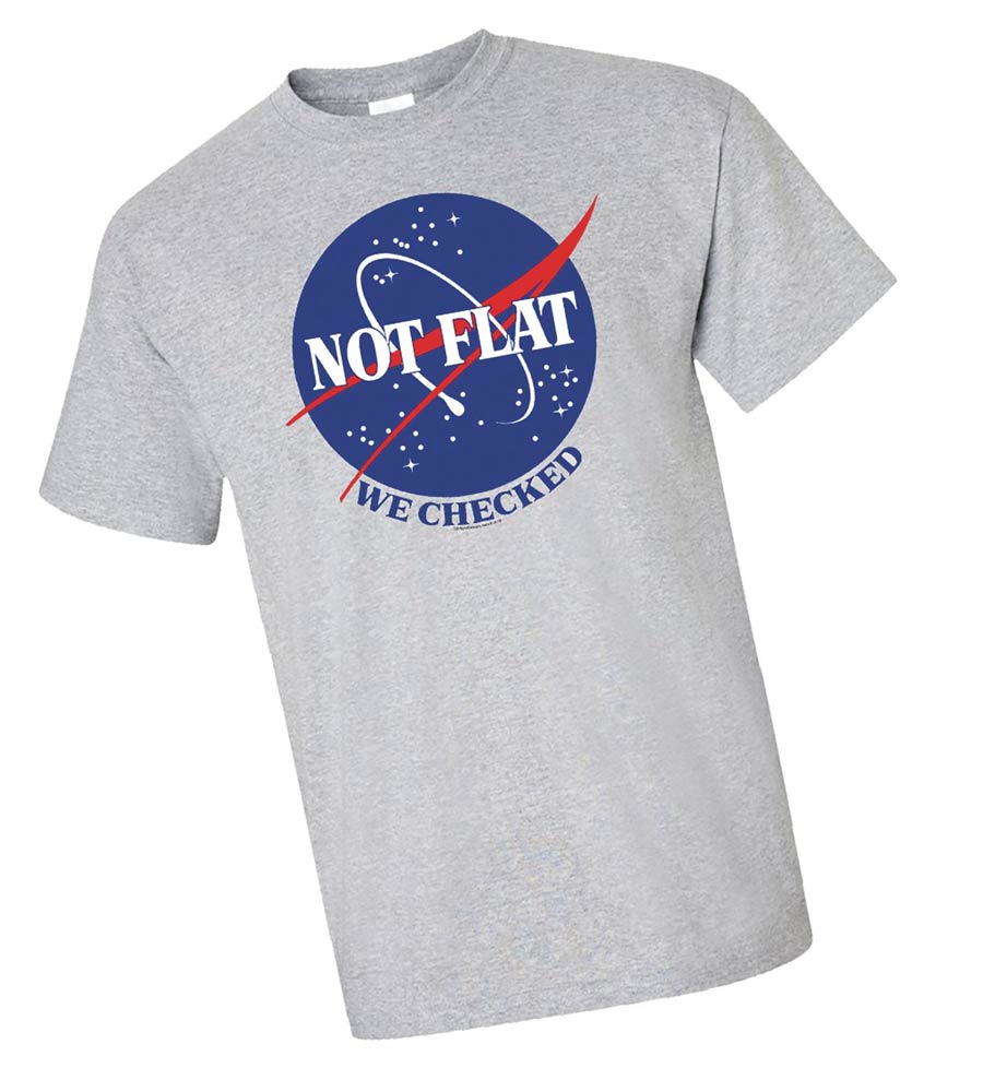 Not Flat We Checked Gray T-Shirt Large