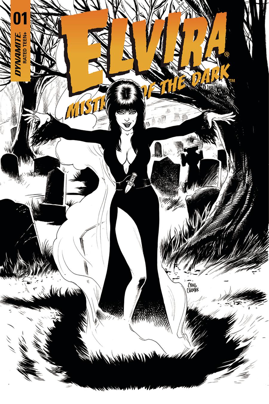 Elvira Mistress Of The Dark Vol 2 #1 Cover G Incentive Craig Cermak Black & White Cover