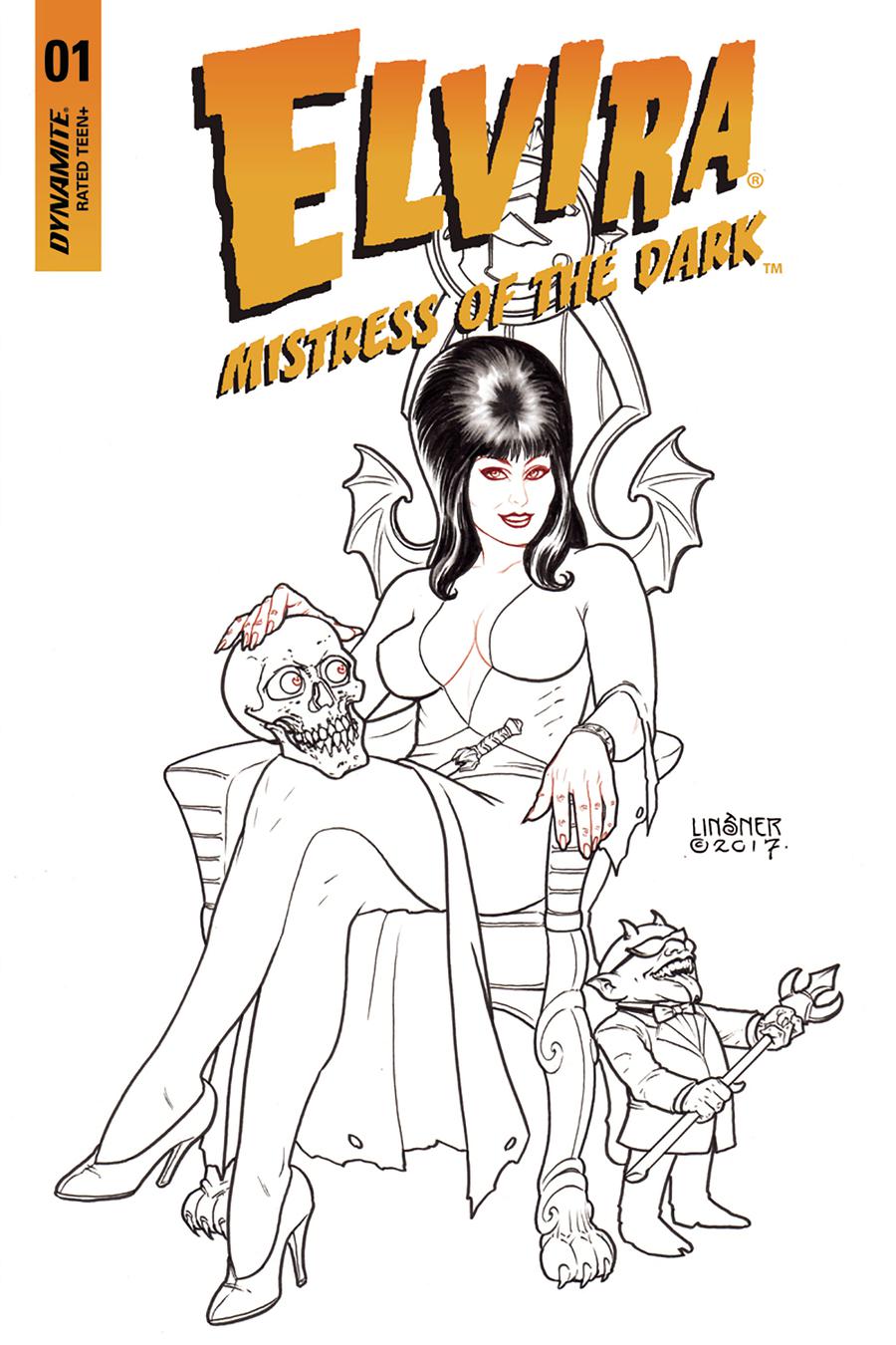 Elvira Mistress Of The Dark Vol 2 #1 Cover J Incentive Joseph Michael Linsner Black & White Cover