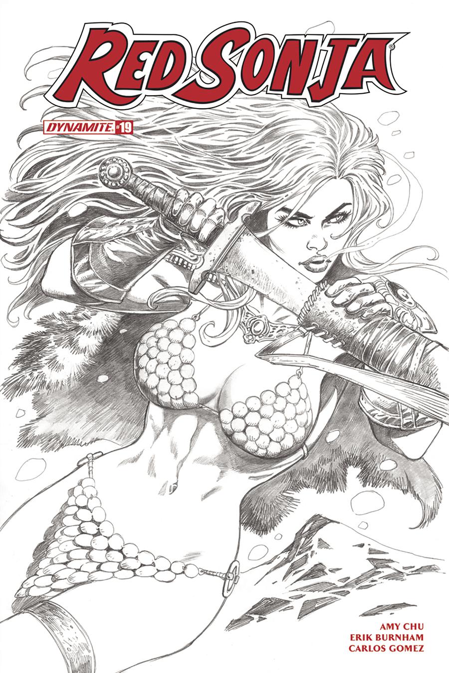 Red Sonja Vol 7 #19 Cover H Incentive Jan Duursema Black & White Cover