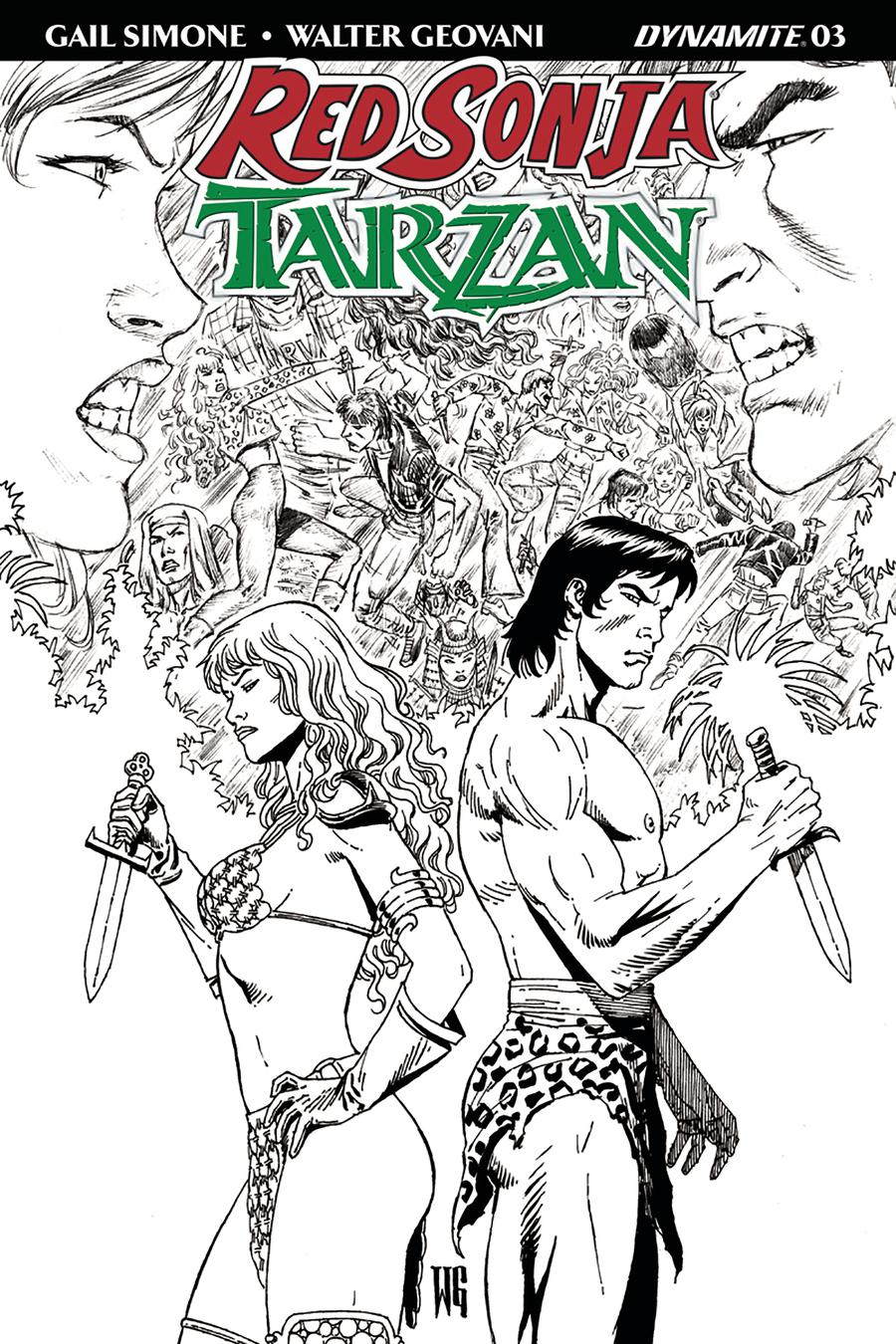 Red Sonja Tarzan #3 Cover E Incentive Walter Geovani Black & White Cover