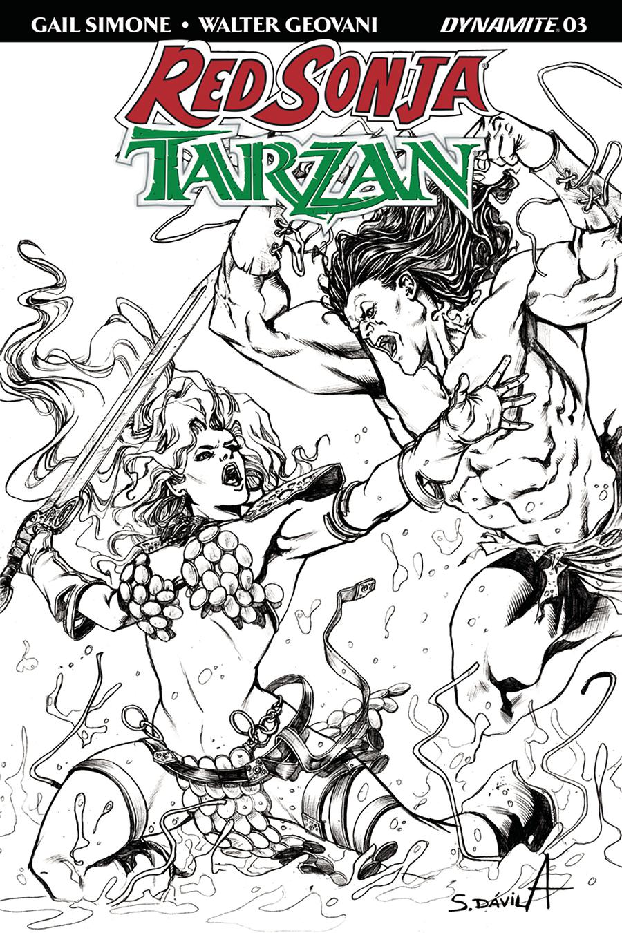 Red Sonja Tarzan #3 Cover F Incentive Sergio Davila Black & White Cover