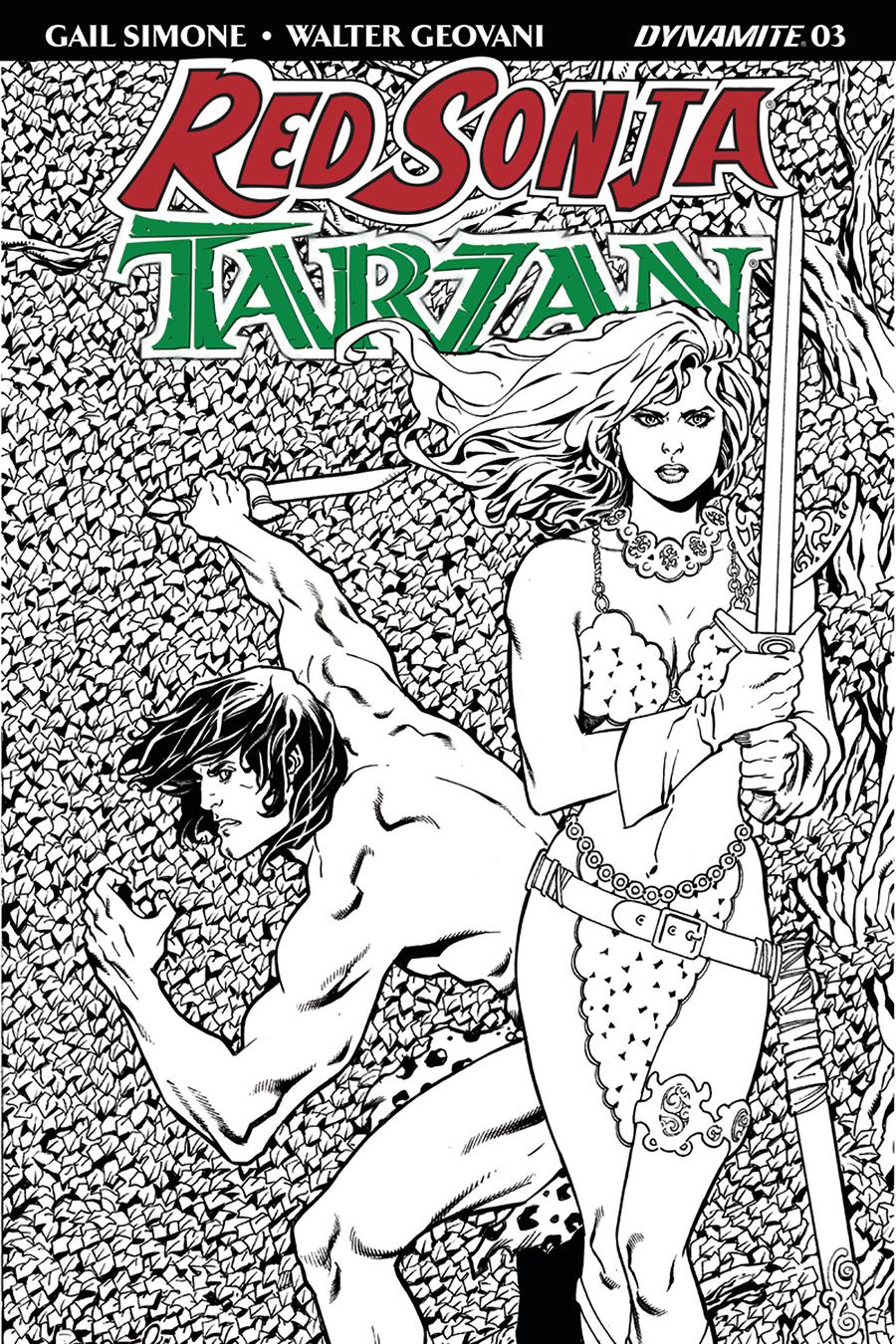 Red Sonja Tarzan #3 Cover G Incentive Aaron Lopresti Black & White Cover