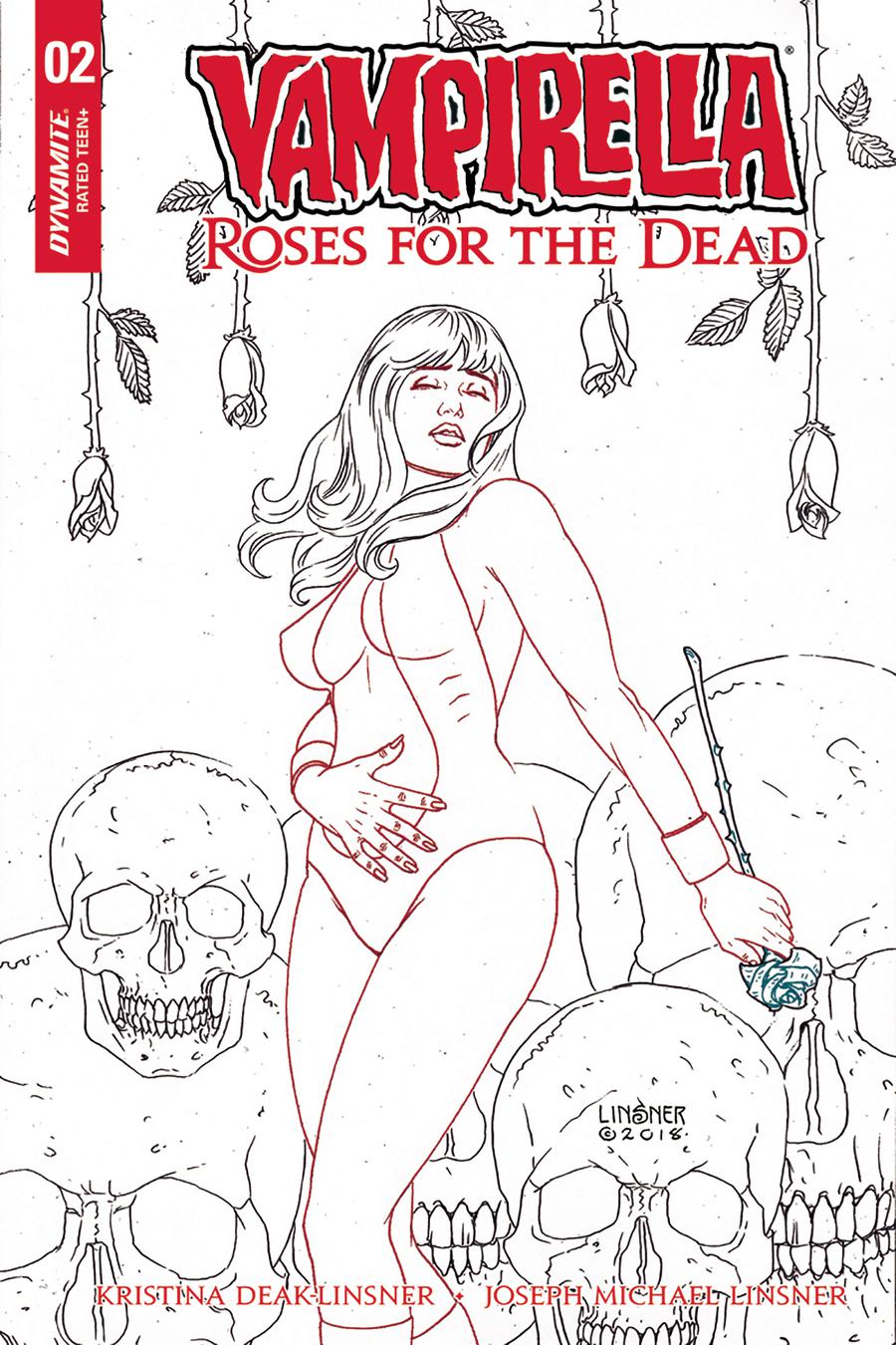 Vampirella Roses For The Dead #2 Cover D Incentive Joseph Michael Linsner Black & White Cover