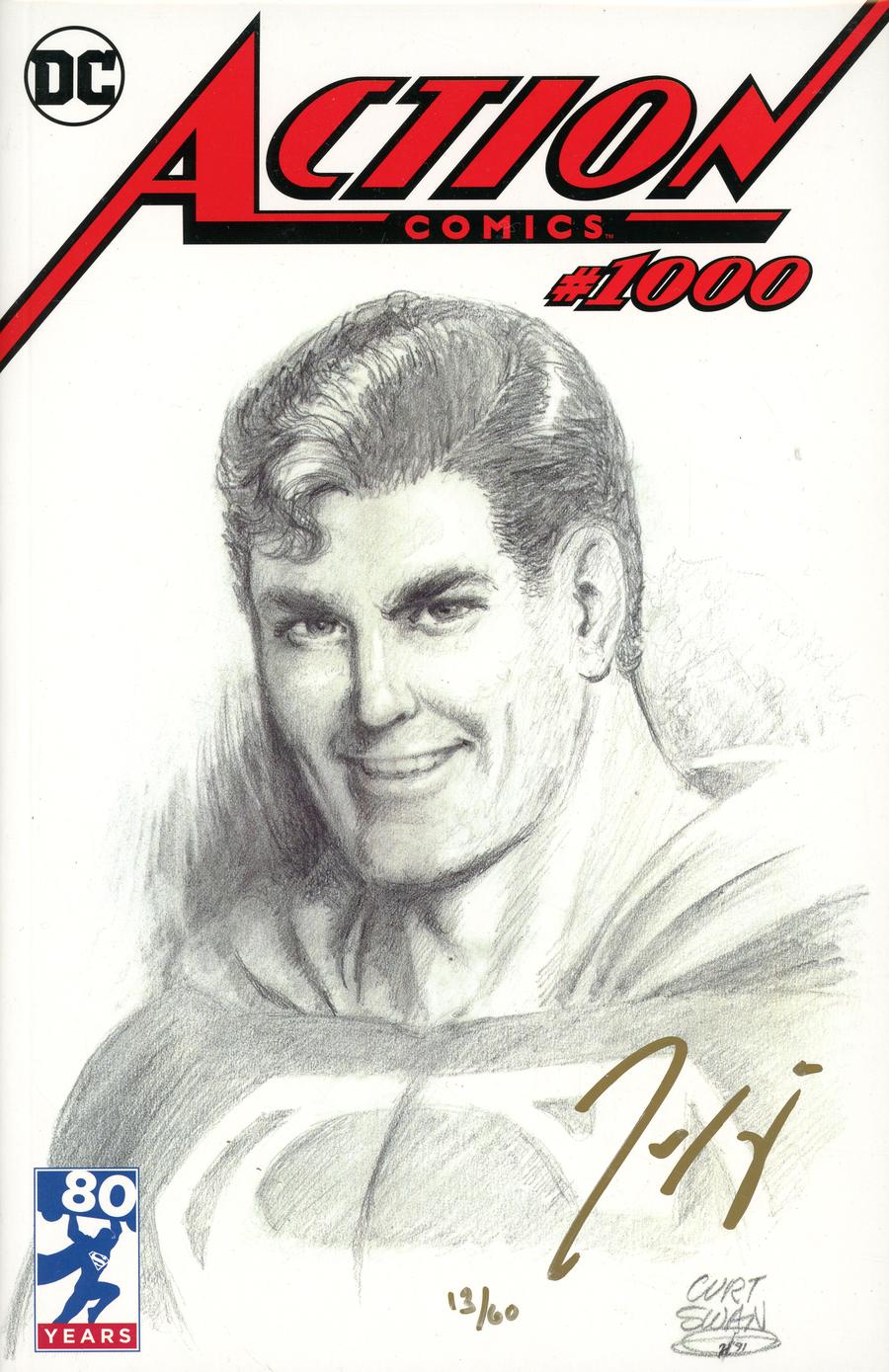 Action Comics Vol 2 #1000 Cover Z-C DF Exclusive Curt Swan Variant Cover Silver Age Silver Signature Series Signed By Tom King