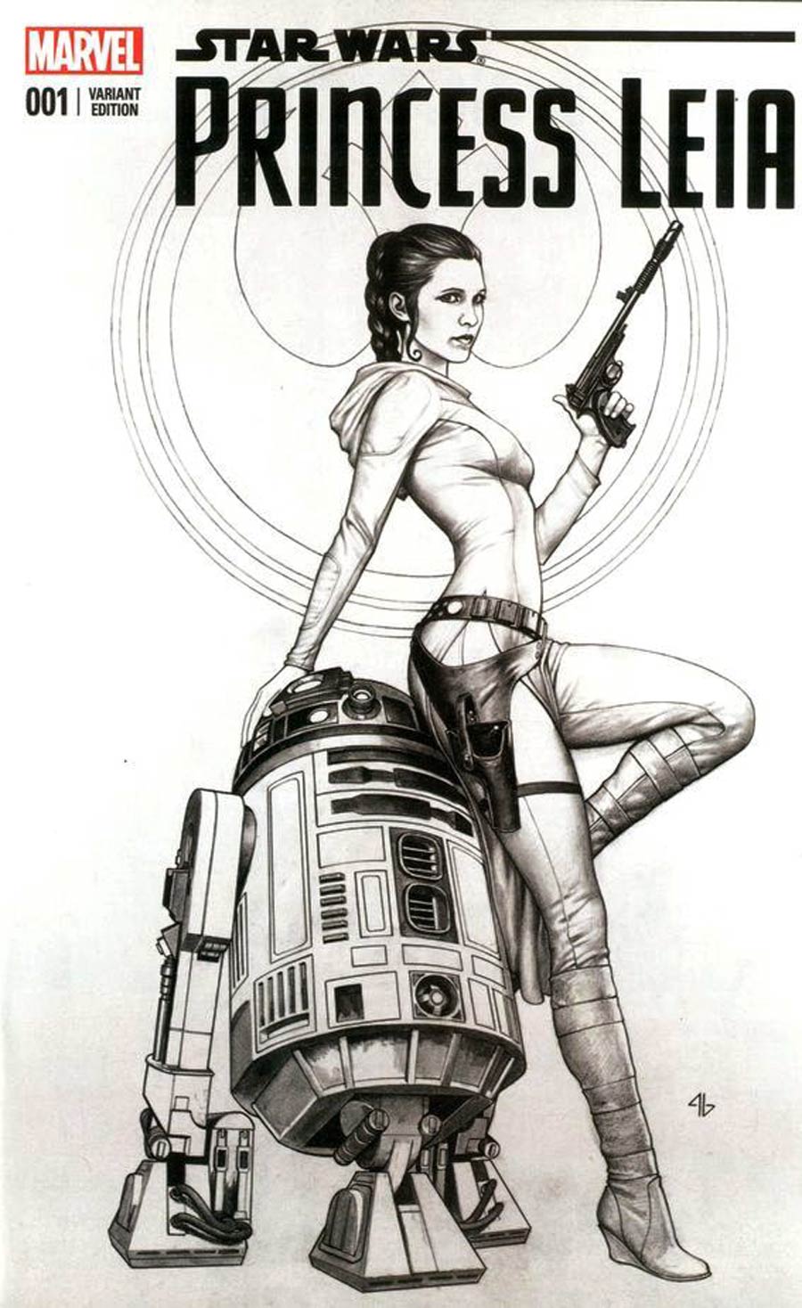 Princess Leia #1 Cover Z-O Emerald City Comic Con Adi Granov Black and White Variant Cover