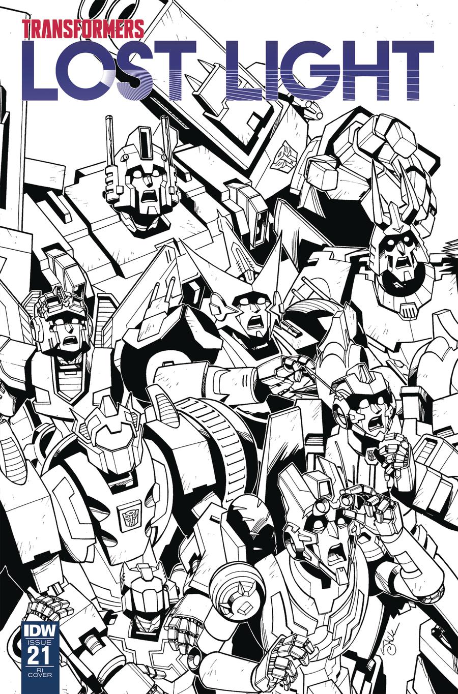 Transformers Lost Light #21 Cover C Incentive Jack Lawrence Black & White Cover