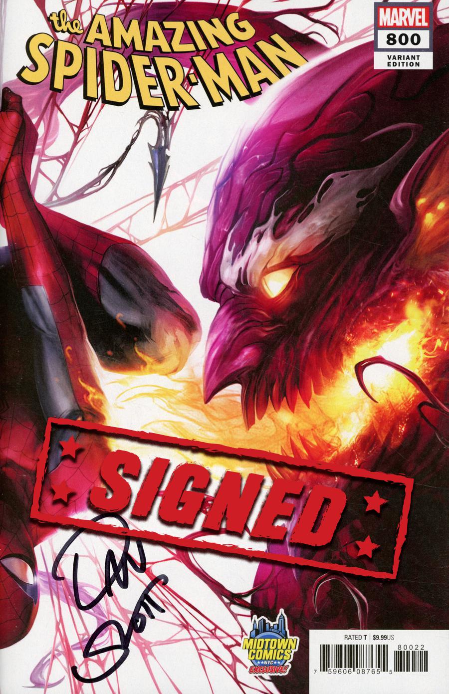Amazing Spider-Man Vol 4 #800  Midtown Exclusive Francesco Mattina & Will Sliney Connecting Variant Cover Signed By Dan Slott