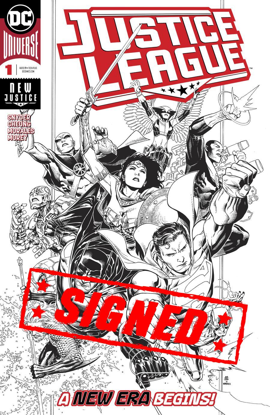 Justice League Vol 4 #1 Cover P Incentive Jim Cheung Inks Only Cover Signed By Scott Snyder