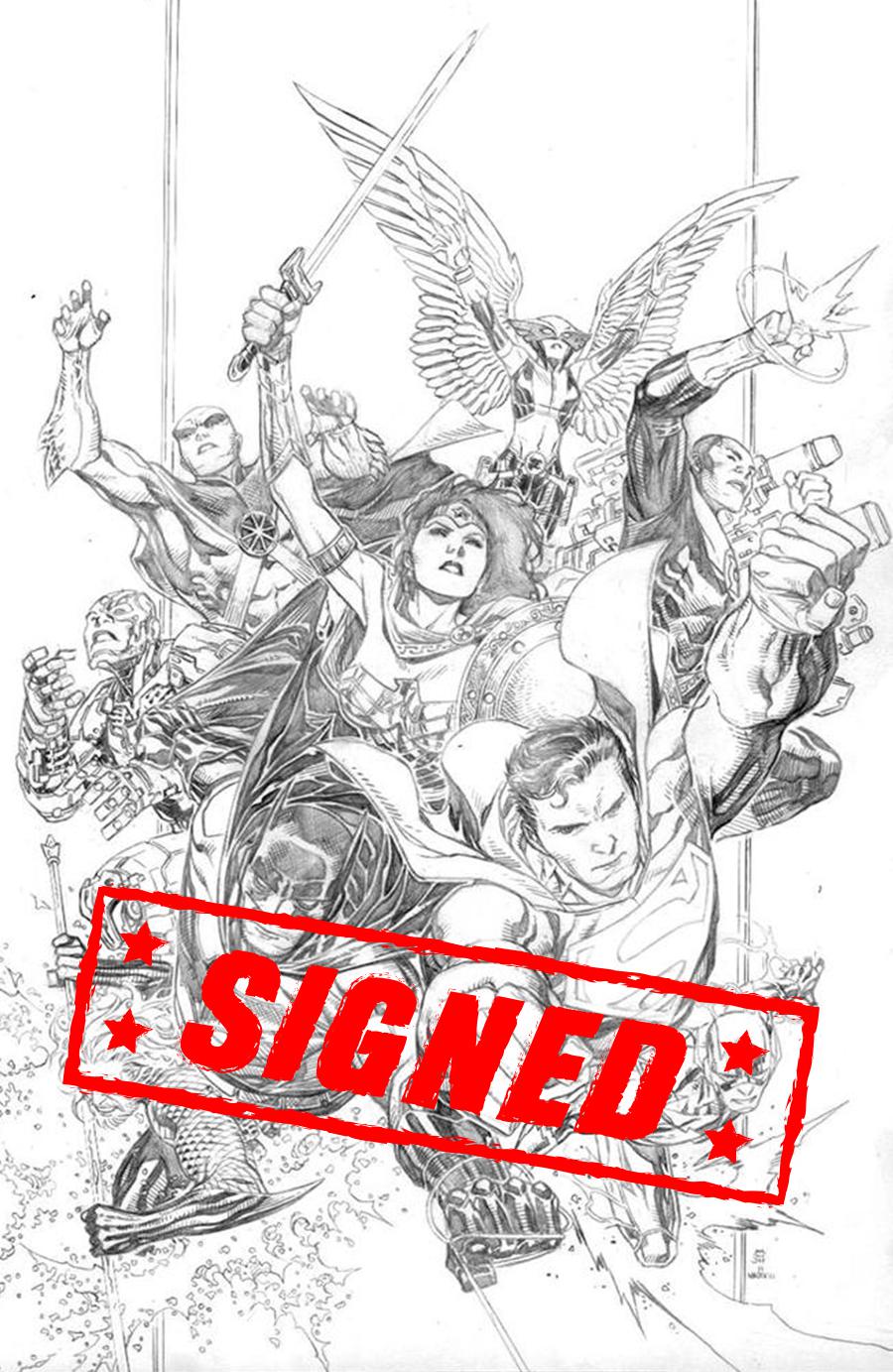 Justice League Vol 4 #1 Cover Q Incentive Jim Cheung Pencils Only Cover Signed By Scott Snyder