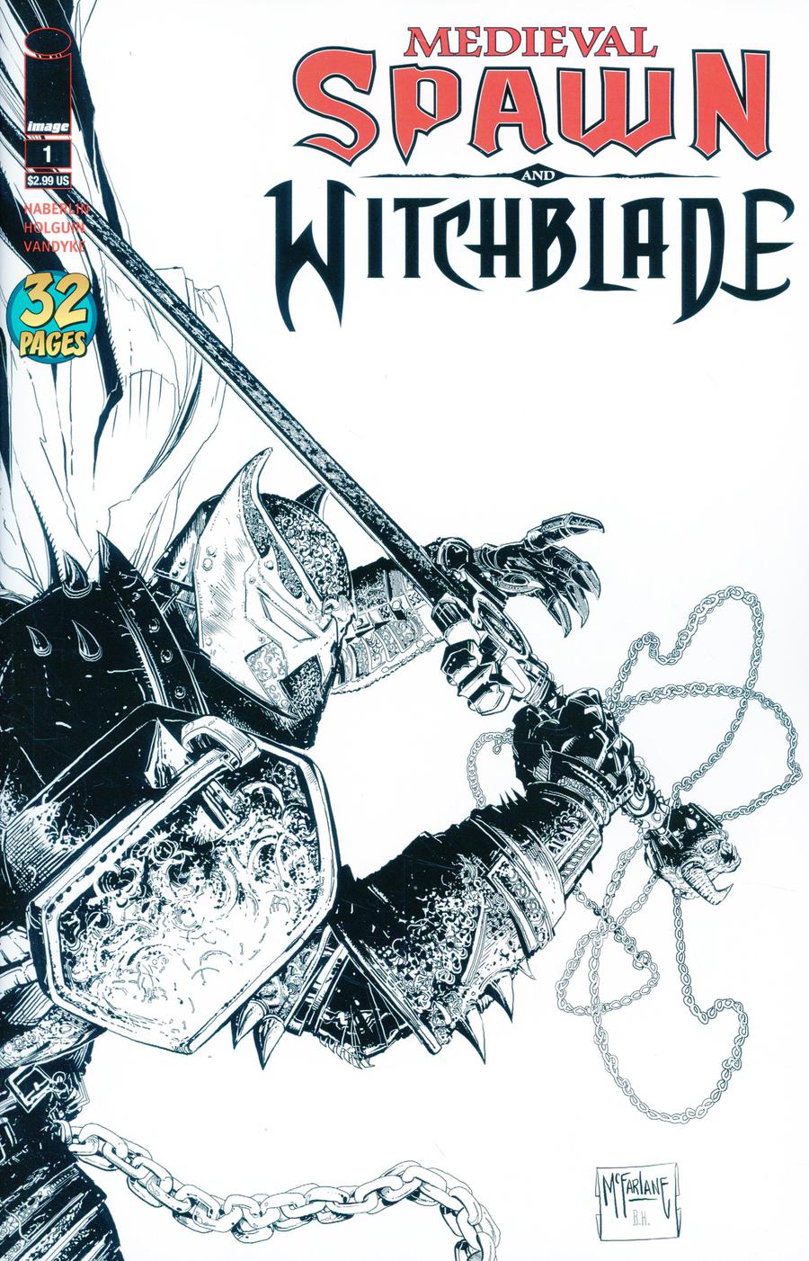 Medieval Spawn Witchblade Vol 2 #1 Cover C Variant Todd McFarlane Black & White Cover