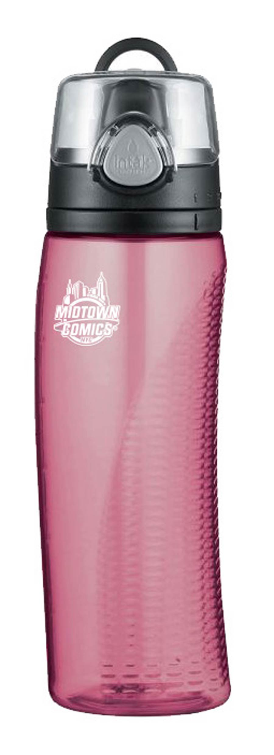 Midtown Comics White Logo Thermos Hydration With Meter 24-ounce Pink Sports Bottle