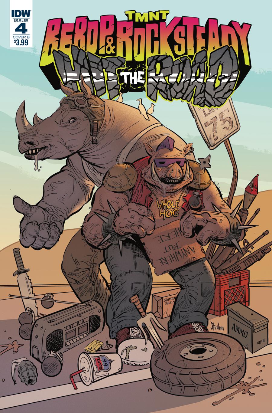 Teenage Mutant Ninja Turtles Bebop & Rocksteady Hit The Road #4 Cover B Variant Kyle Strahm Cover