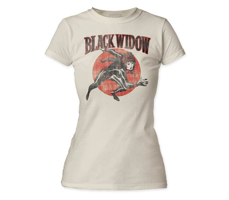 Black Widow Retro Previews Exclusive White T-Shirt Large