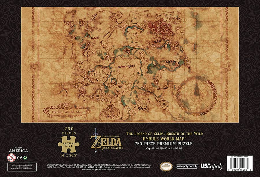 Legend Of Zelda Breath Of The Wild Hyrule Map 750-Piece Puzzle