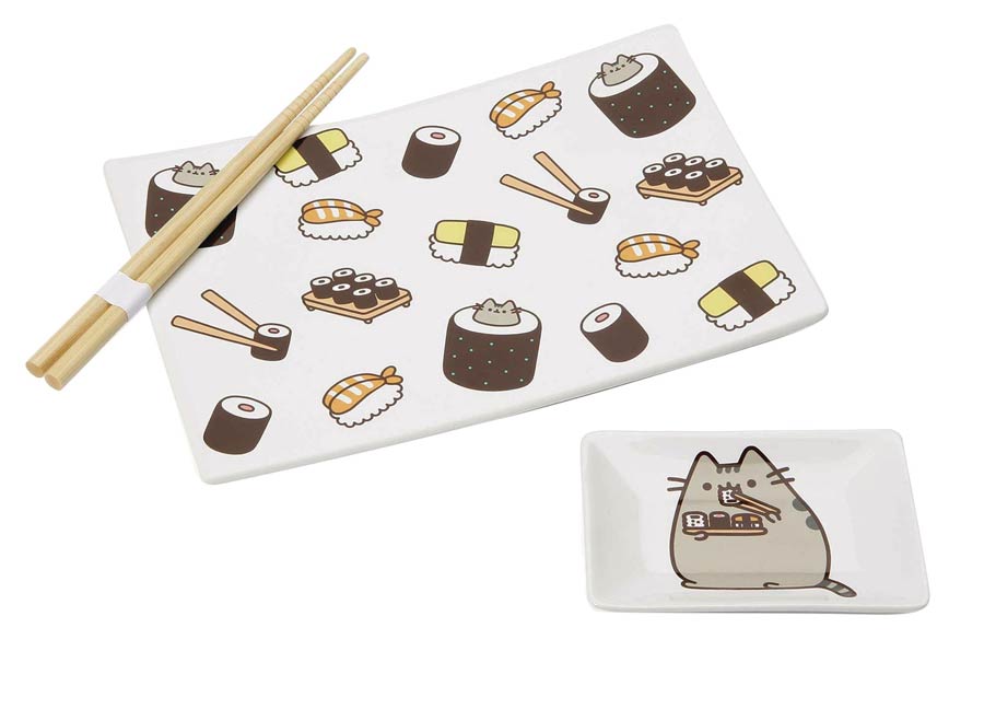 Pusheen Onim Sushi Dish Set With Chopsticks