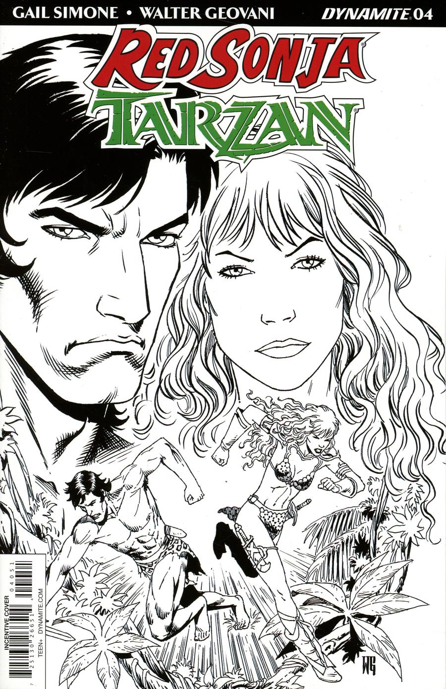 Red Sonja Tarzan #4 Cover E Incentive Walter Geovani Black & White Cover