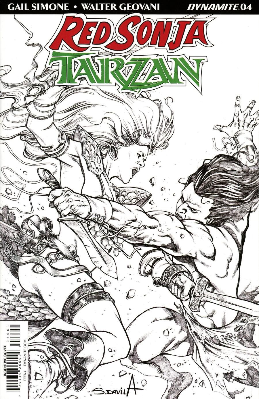 Red Sonja Tarzan #4 Cover F Incentive Sergio Davila Black & White Cover