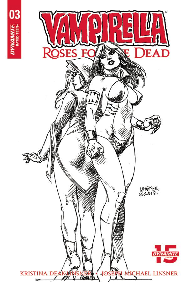 Vampirella Roses For The Dead #3 Cover D Incentive Joseph Michael Linser Black & White Cover
