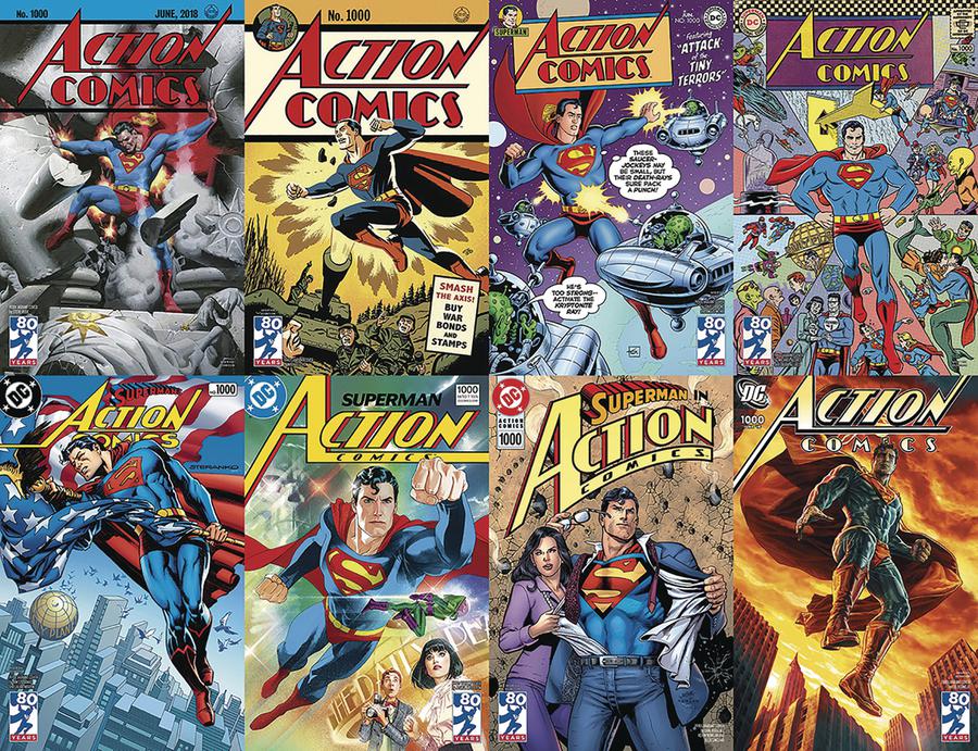 Action Comics Vol 2 #1000 Cover Z-H DF Decades Spanning Variant Cover Complete Set Silver Signature Series Signed By Dan Jurgens