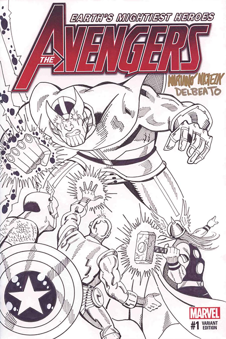 Avengers Infinity War DF Sketch Covers Signed & Remarked By Mariano Nicieza & Joe Delbeato