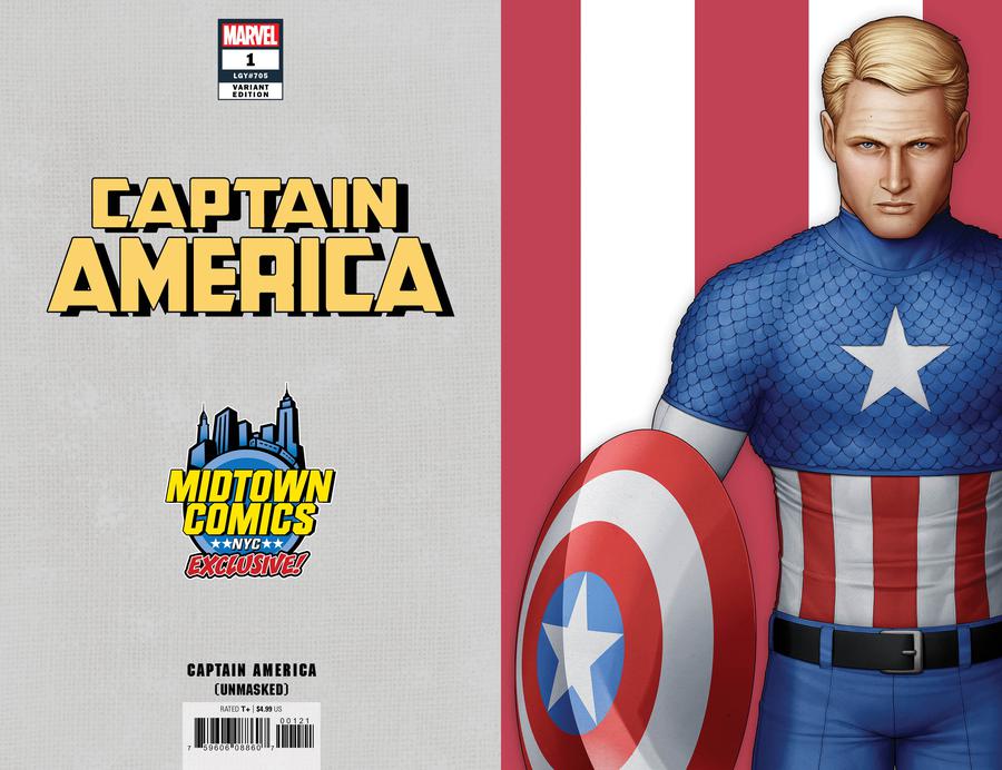 Captain America Vol 9 #1  Midtown Exclusive John Tyler Christopher Cover H Unmasked Modern Captain America Virgin Variant