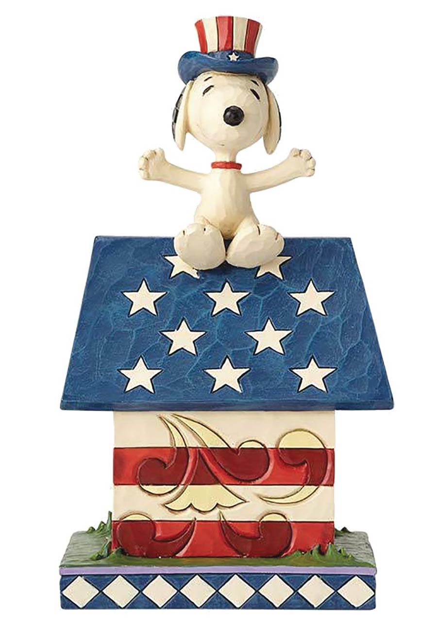 Peanuts Patriotic Snoopy Doghouse Figurine