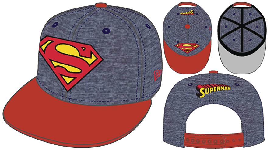 Superman Huge Logo 950 Red/Blue Heather Snapback Cap