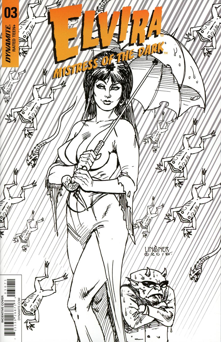 Elvira Mistress Of The Dark Vol 2 #3 Cover G Incentive Joseph Michael Linsner Black & White Cover