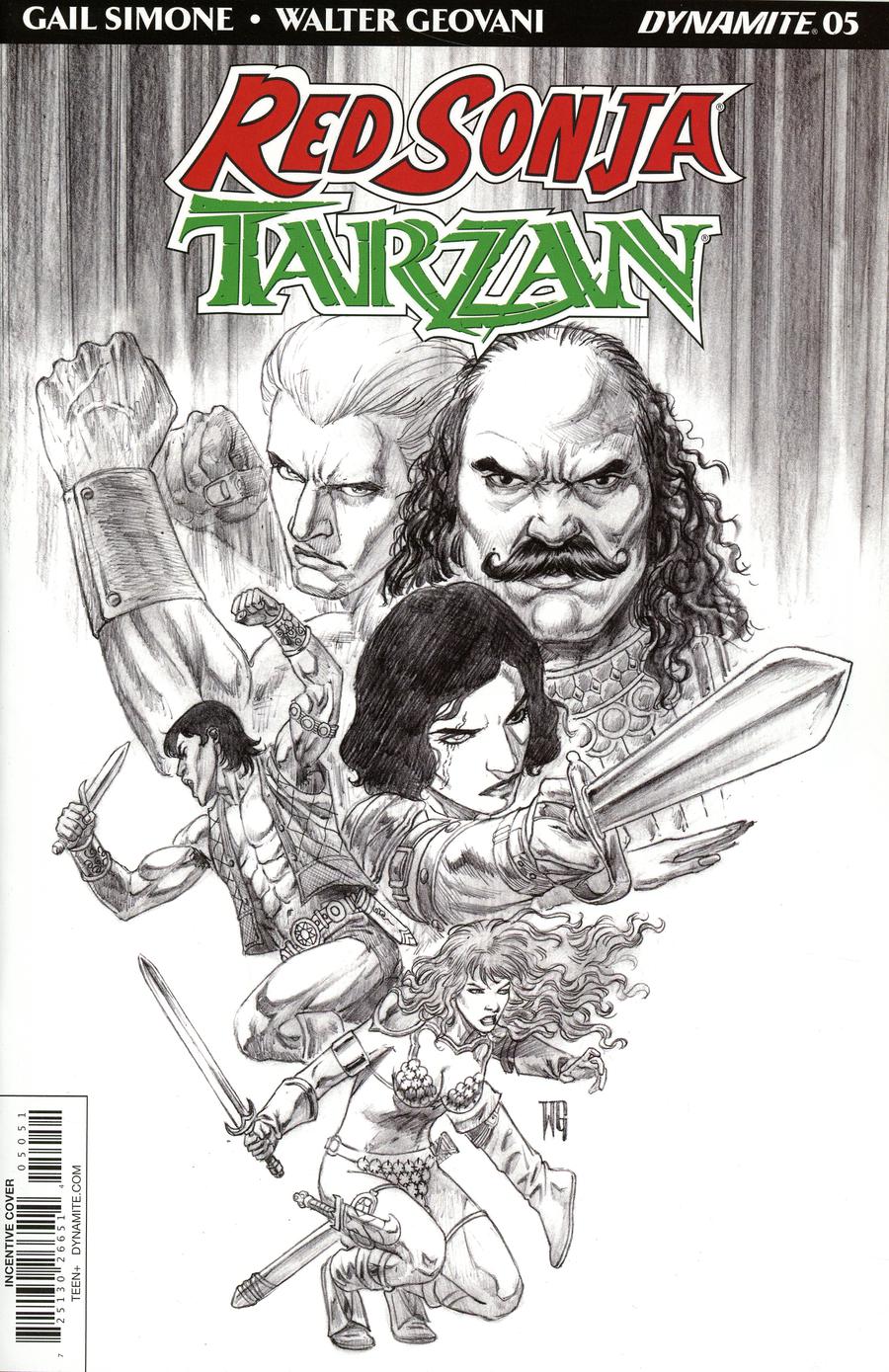 Red Sonja Tarzan #5 Cover E Incentive Walter Geovani Black & White Cover