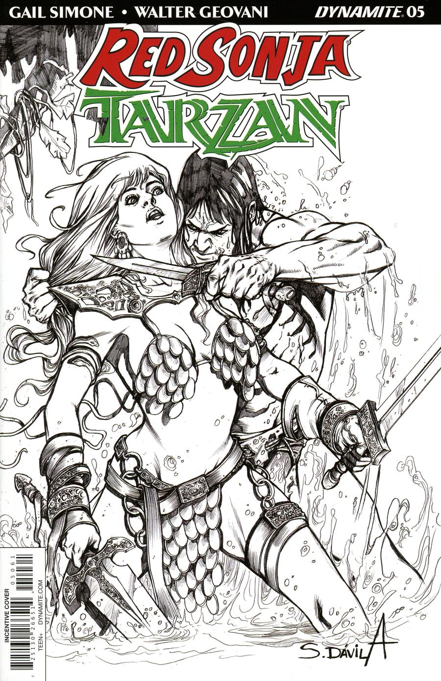Red Sonja Tarzan #5 Cover F Incentive Sergio Davila Black & White Cover