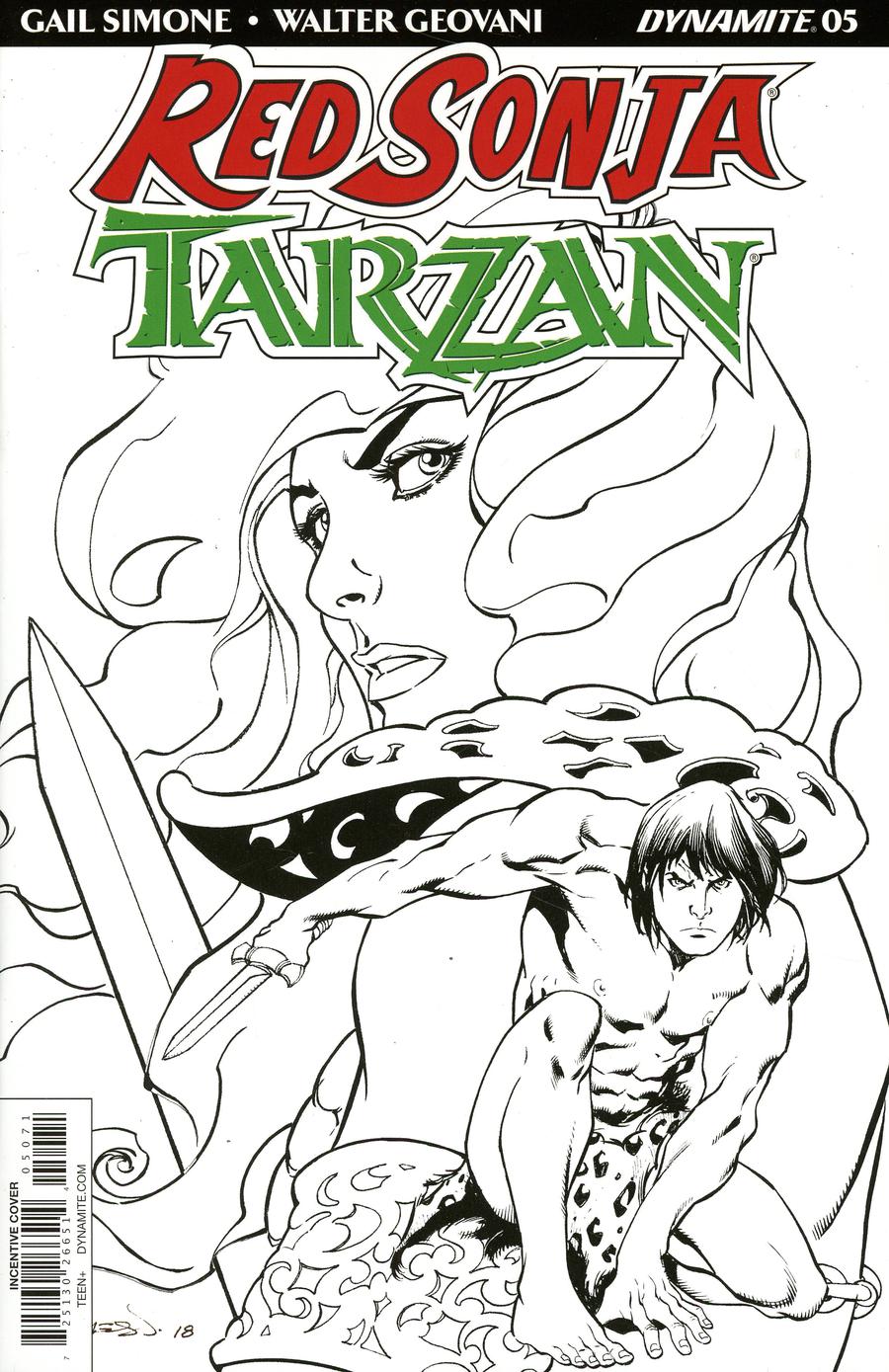 Red Sonja Tarzan #5 Cover G Incentive Aaron Lopresti Black & White Cover