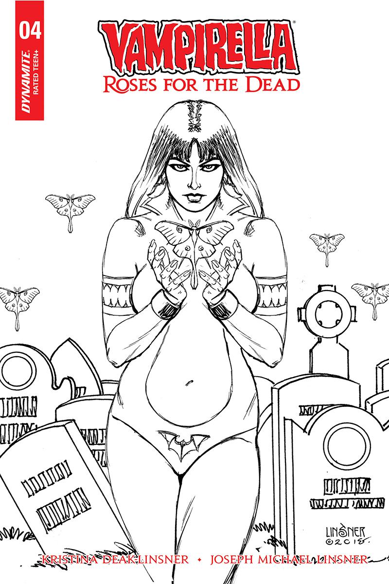 Vampirella Roses For The Dead #4 Cover D Incentive Joseph Michael Linsner Black & White Cover