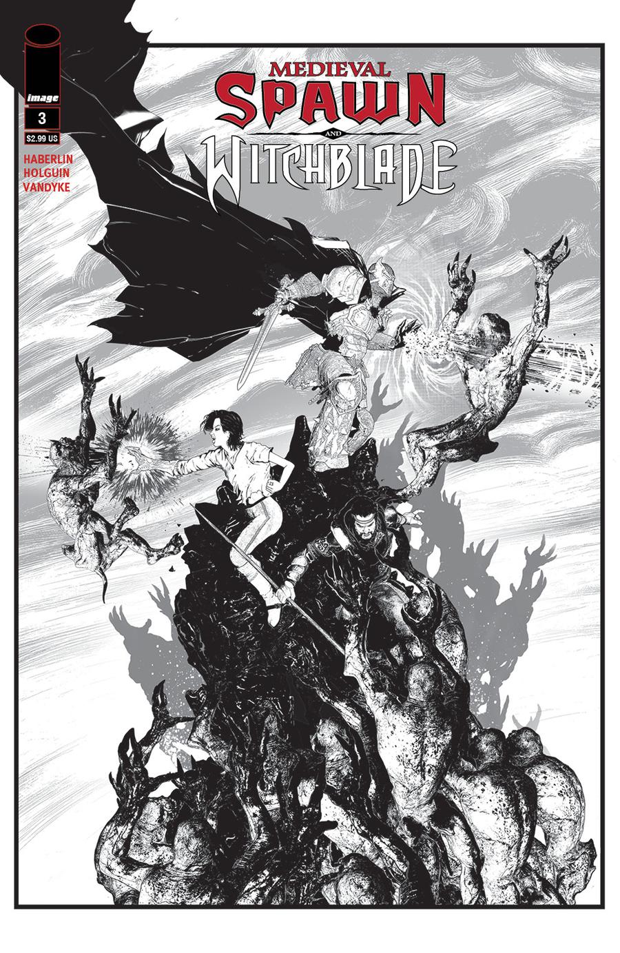 Medieval Spawn Witchblade Vol 2 #3 Cover B Variant Brian Haberlin Black & White Cover