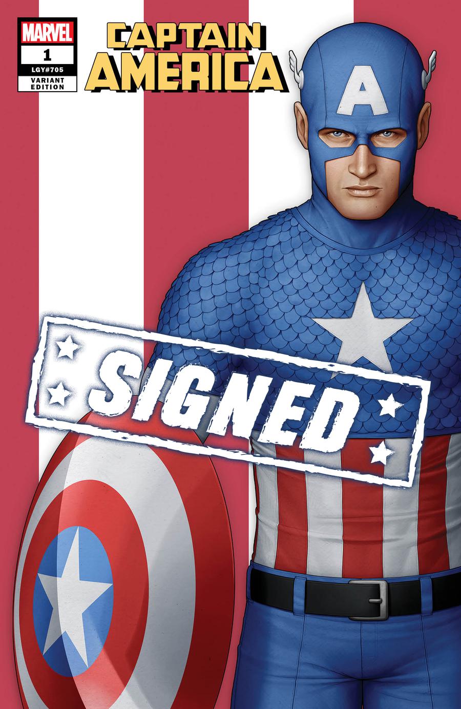 Captain America Vol 9 #1  Midtown Exclusive John Tyler Christopher Cover K Modern Captain America Variant Signed By John Tyler Christopher