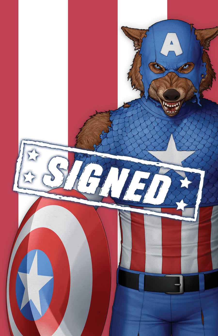 Captain America Vol 9 #1  Midtown Exclusive John Tyler Christopher Cover Q Cap Wolf Virgin Variant Signed By John Tyler Christopher