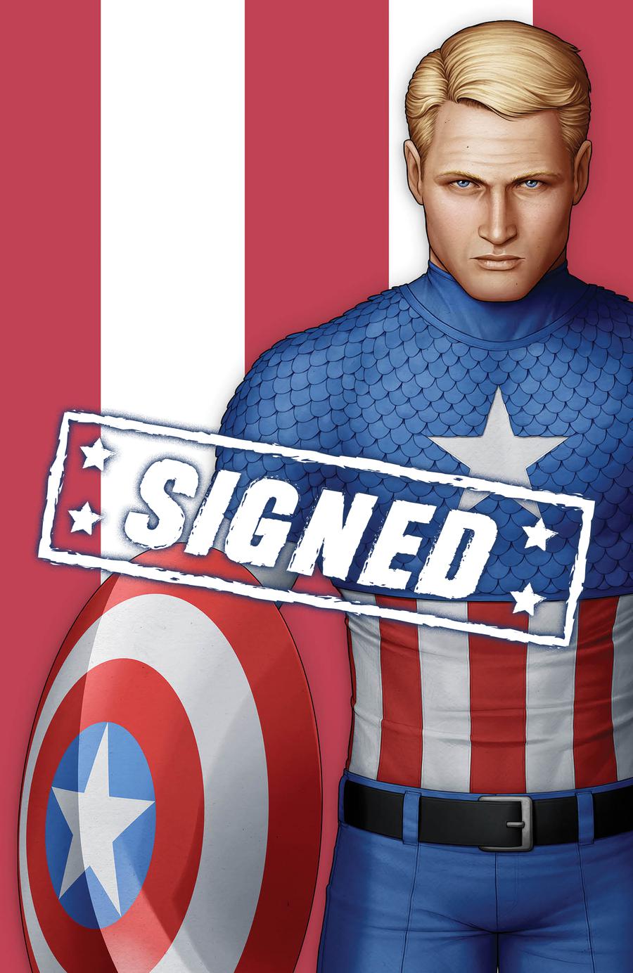 Captain America Vol 9 #1  Midtown Exclusive John Tyler Christopher Cover R Unmasked Captain America Virgin Variant Signed By John Tyler Christopher