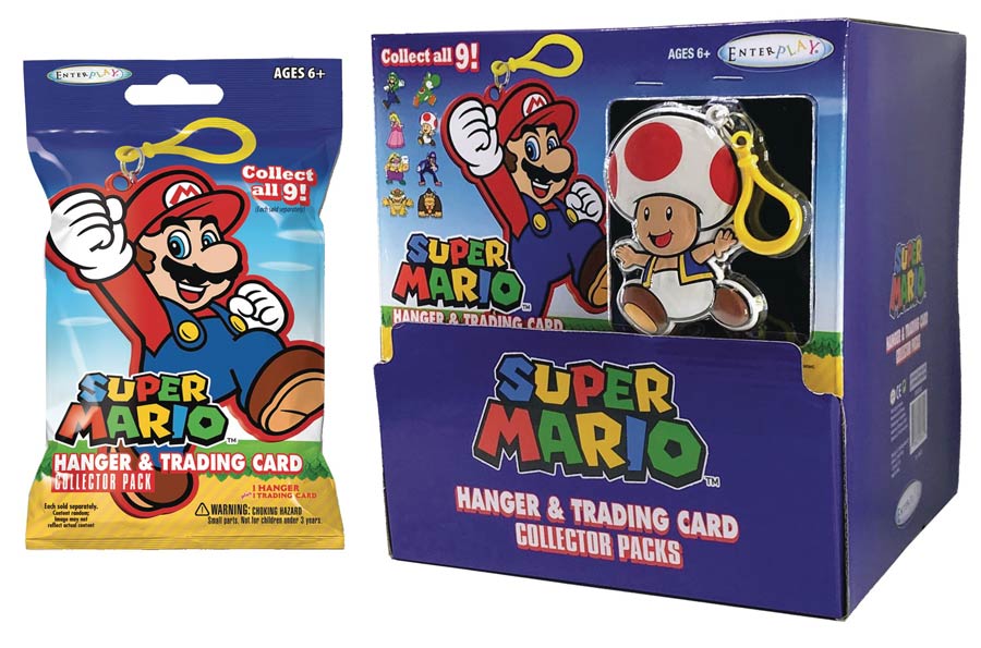 Super Mario Hanger Clip With Trading Card Blind Mystery Box