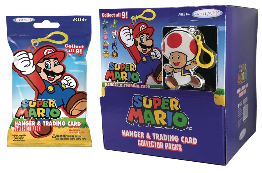 Super Mario Hanger Clip With Trading Card Blind Mystery Box