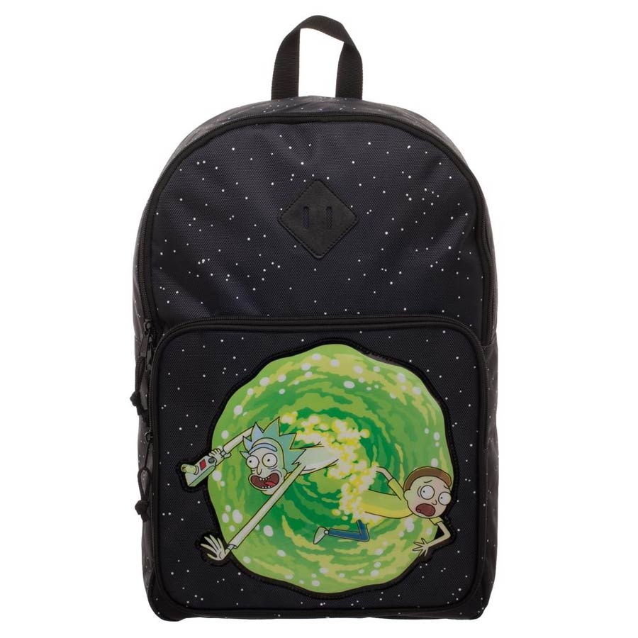 Rick And Morty Galaxy Printed Backpack With Portal Front Pocket