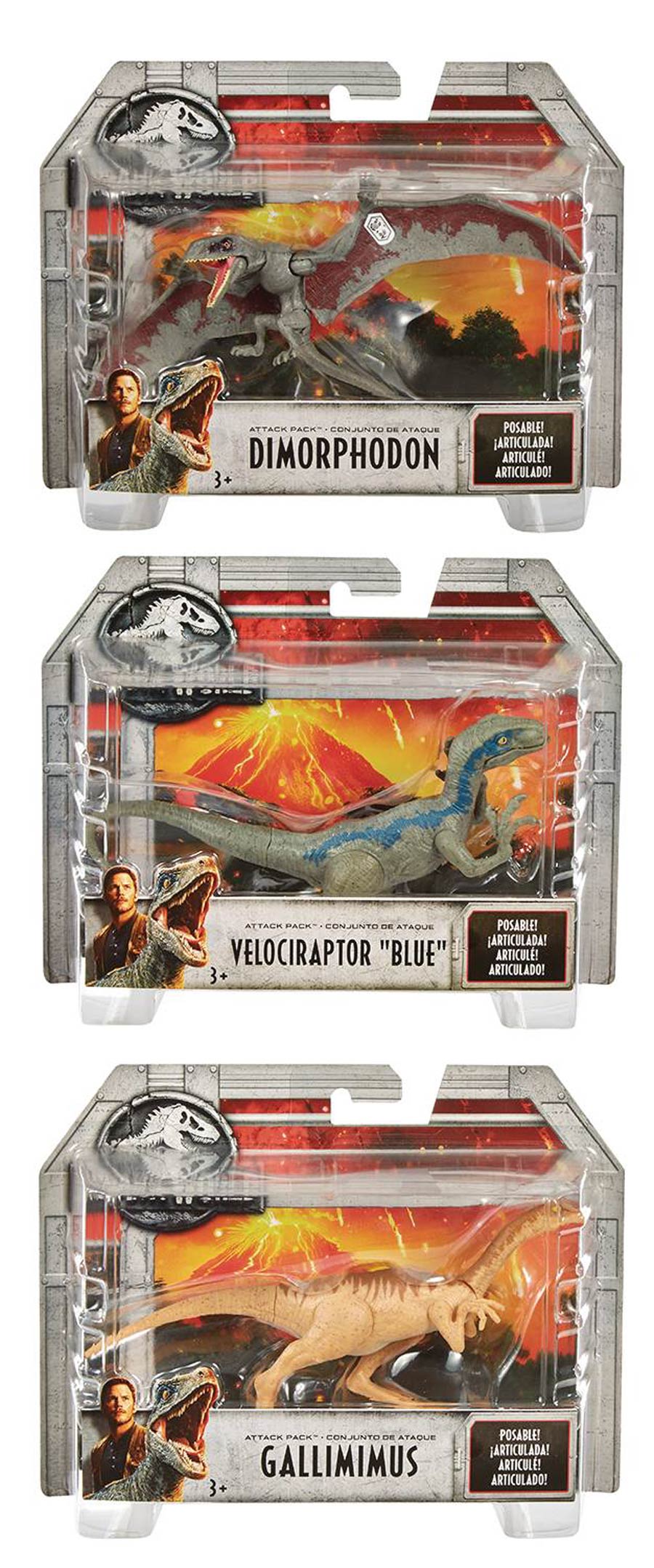 Jurassic World Attack Pack Dinosaur Action Figure Assortment Case