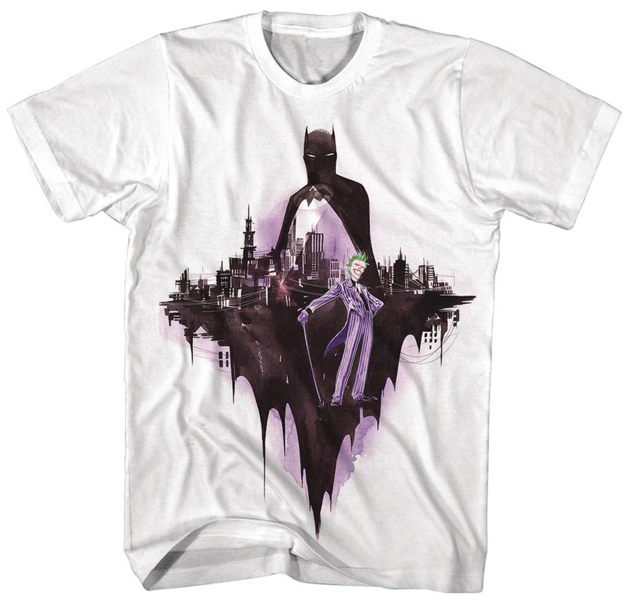 Batman Batman x Joker Watercolor Previews Exclusive White T-Shirt Large