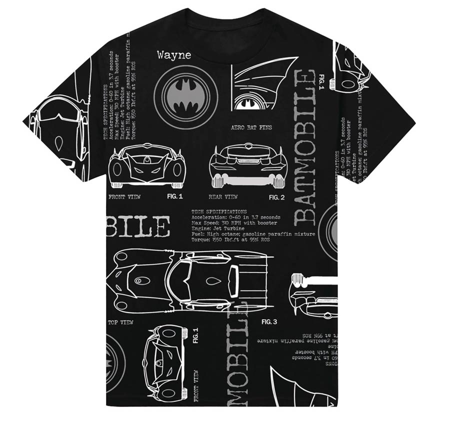 DC Batman Batmobile Specs Previews Exclusive Black T-Shirt Large