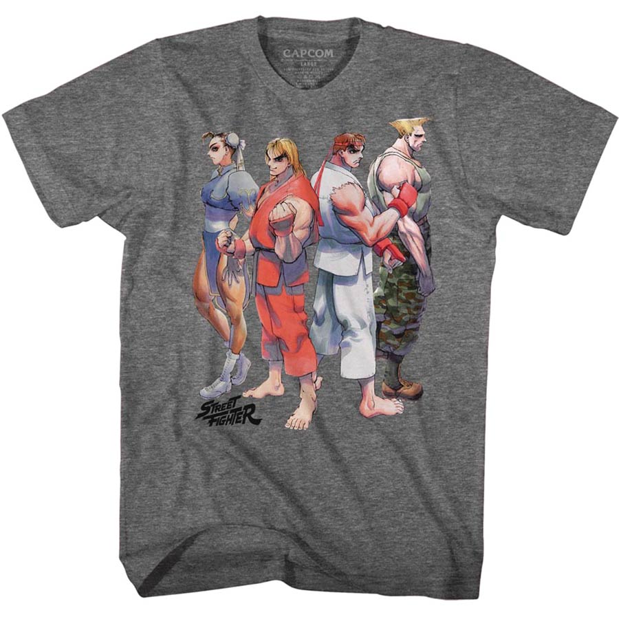 Street Fighter Street Fighter II Lineup Graphite Heather T-Shirt Large