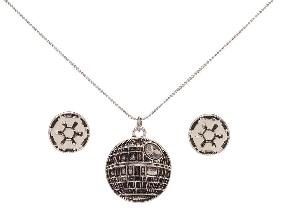 Star Wars Death Star Earring & Necklace Set With Tray